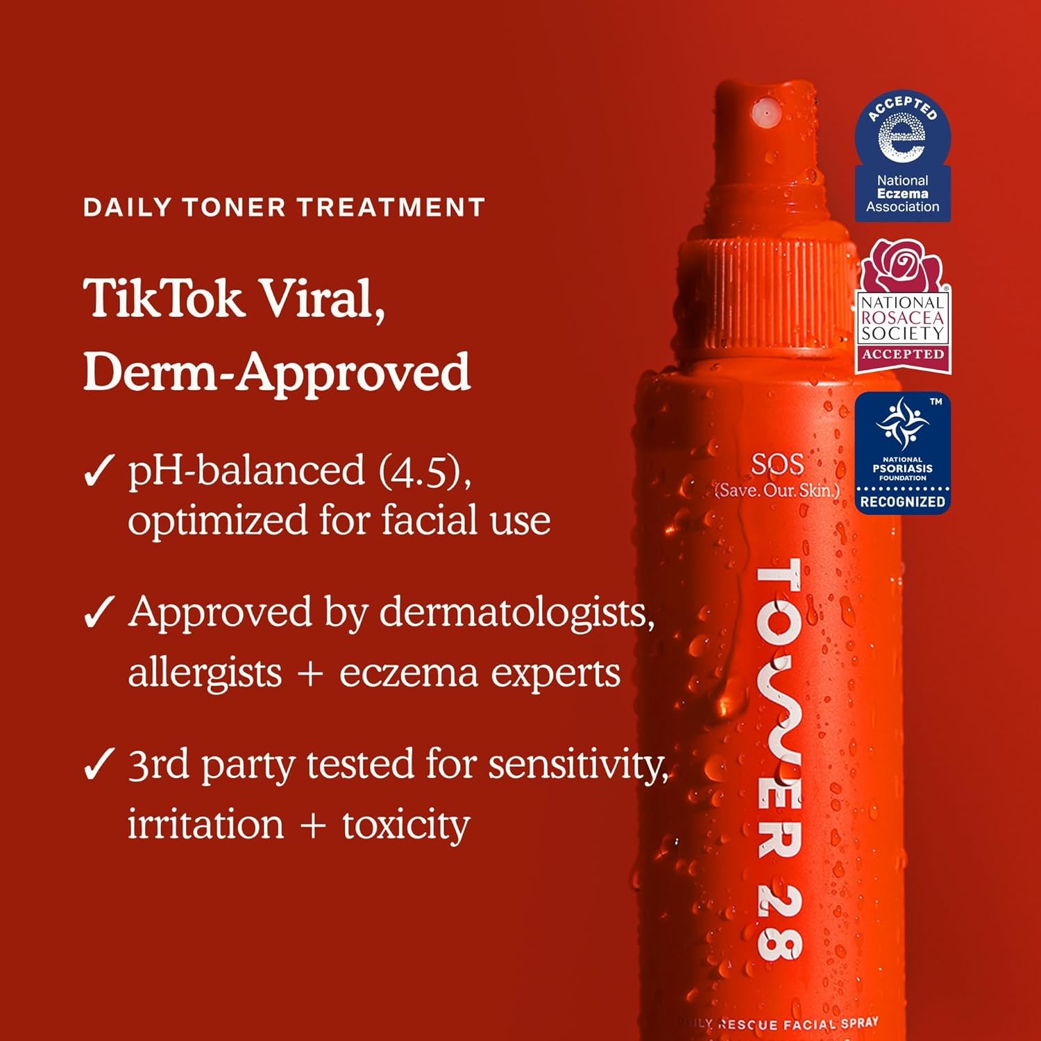 Tower 28 Jumbo SOS Hypochlorous Acid Spray, Everyday Skin Care Mist (16 oz)