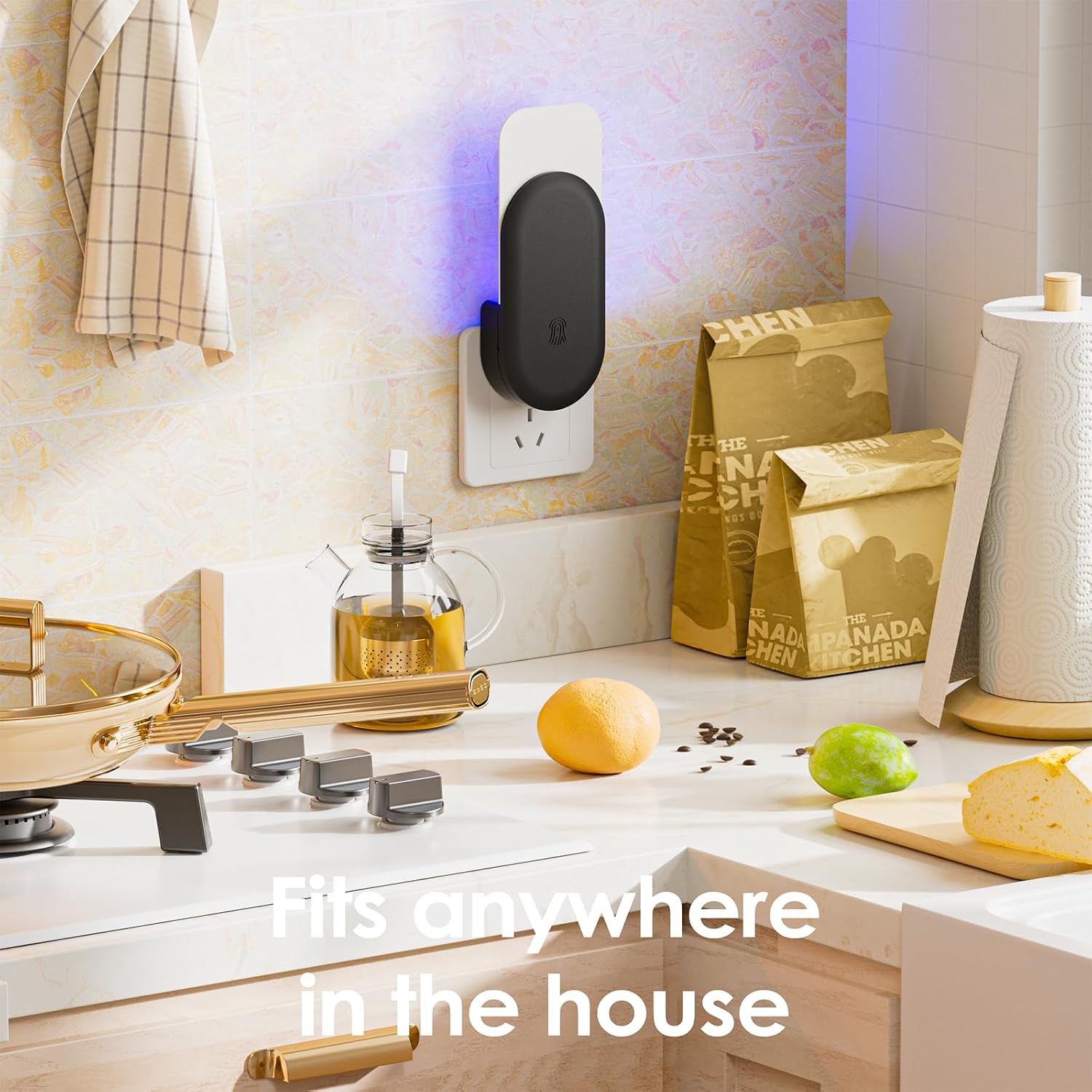 TIENBE Flying Insect Trap 2 in 1 Indoor Plug-in Fruit Fly Trap 4 Trap Black and 24 Glue Cards Fruit Fly Traps for Gnat Moth Mosquito Suitable for Every Part of The Home
