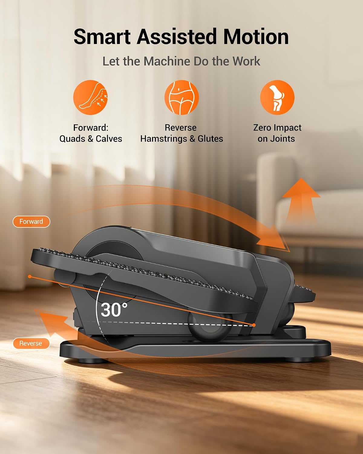 Under Desk Elliptical Machine Electric Seated Pedal Exerciser Quiet Leg Exerciser