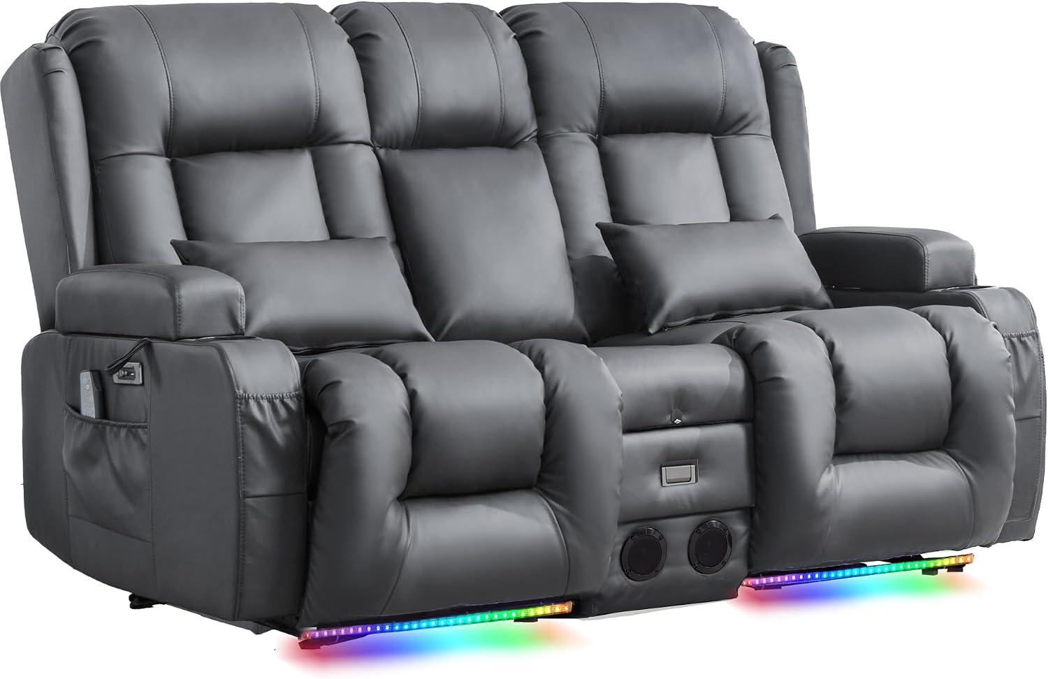 URRED Power Loveseat Recliner Sofa with Massage and Heat