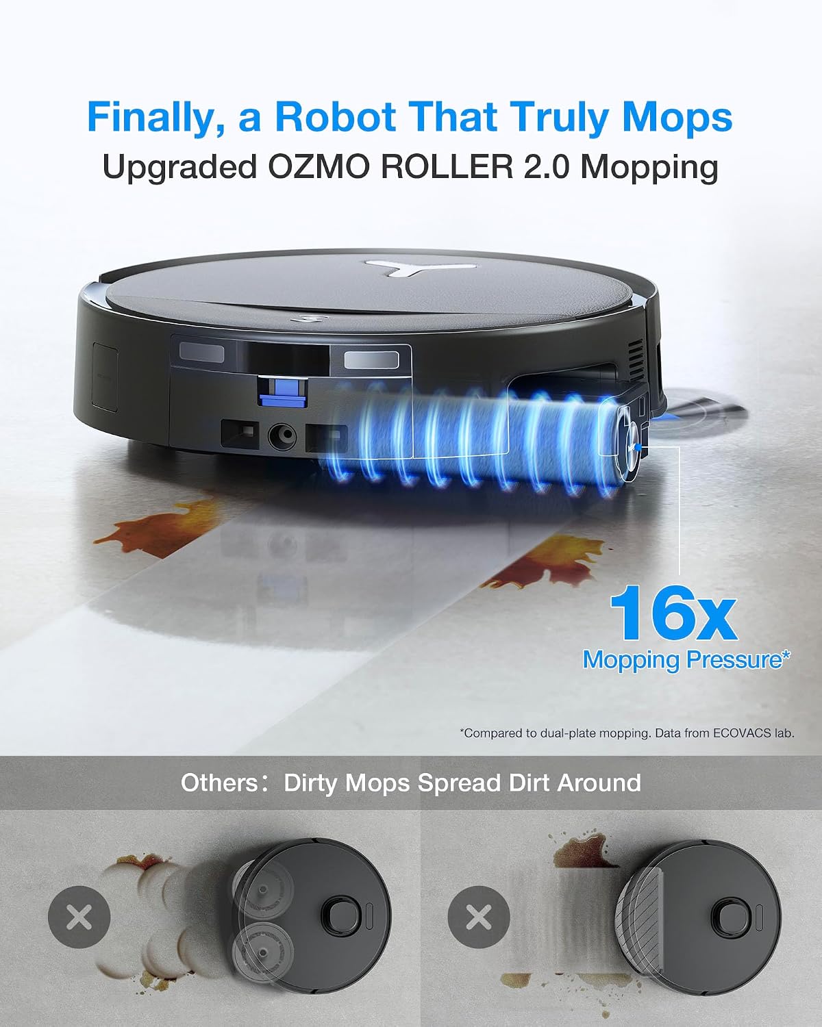 ECOVACS DEEBOT T80S Omni Robot Vacuum and Mop, 24800Pa Suction, 2026 New | TruEdge Instant Self-Cleaning OZMO Roller, Triple Lift Carpet Care, ZeroTangle, Hands-Free Station, AI Obstacle Avoidance