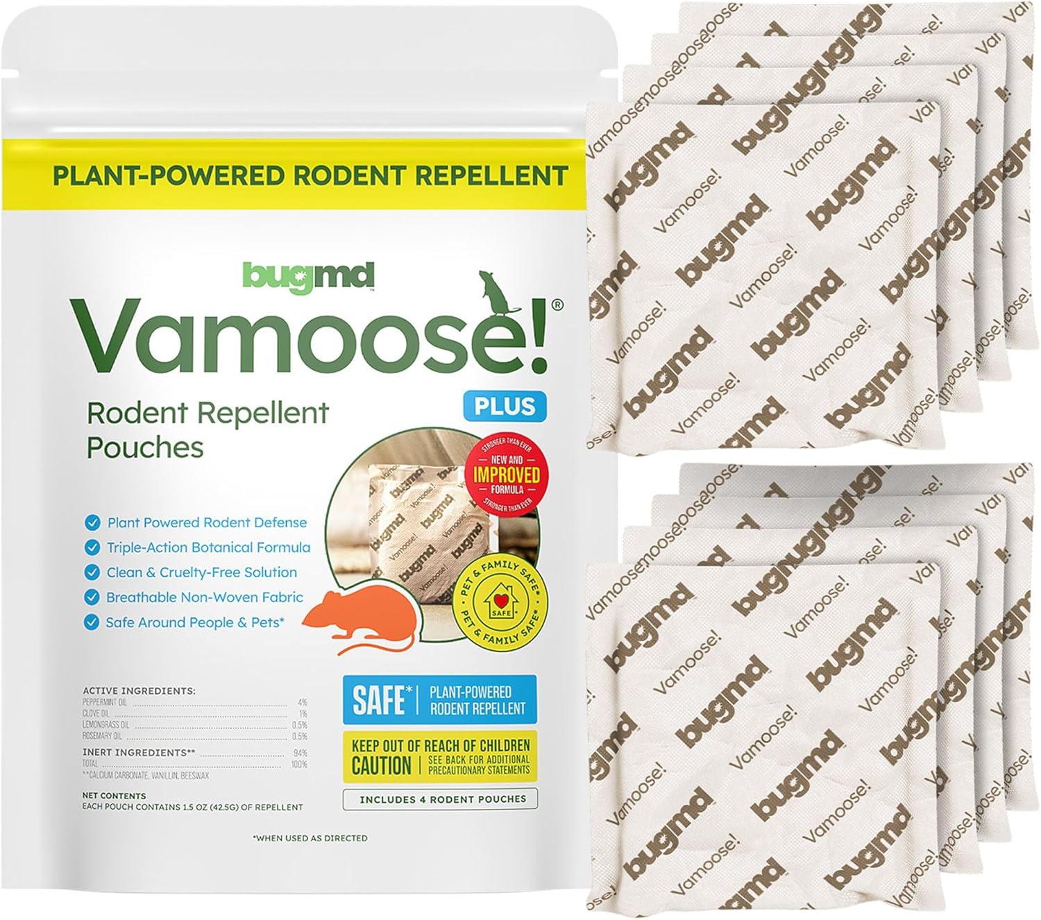 BugMD Vamoose! Plus Peppermint Oil Mouse Repellent Pouches