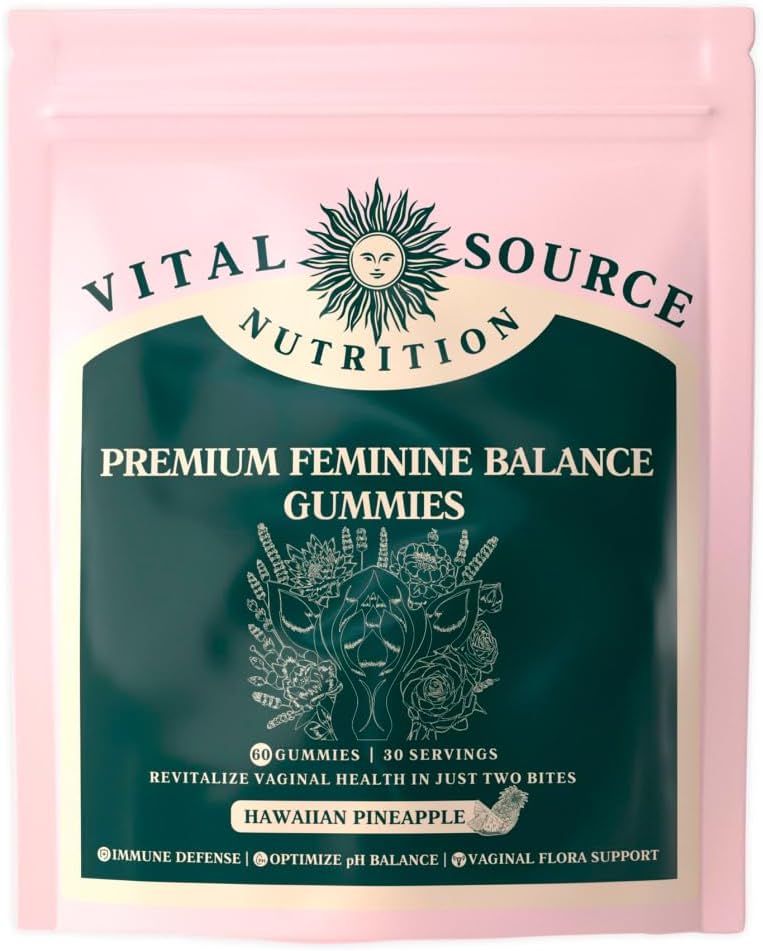 Vital Source Nutrition Vaginal Probiotic Gummies for Women - pH Balance and Immune Defense Support Healthy Odor and Vaginal Flora - Vegan Gluten-Free - Hawaiian Pineapple - 60 Gummies - 30 Servings
