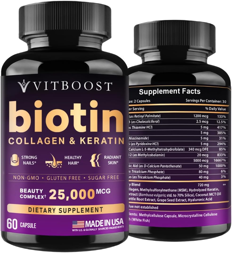 VITBOOST Biotin with Hyaluronic Acid Collagen and Keratin