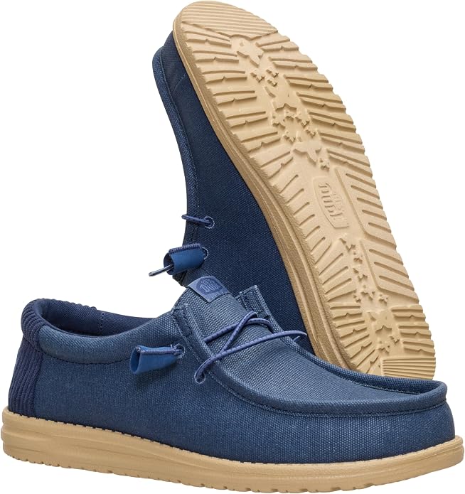HEYDUDE Wally Waxed Casual Navy Size 10 Men‚Äôs Shoes Slip-on Loafers Comfortable & Light-Weight