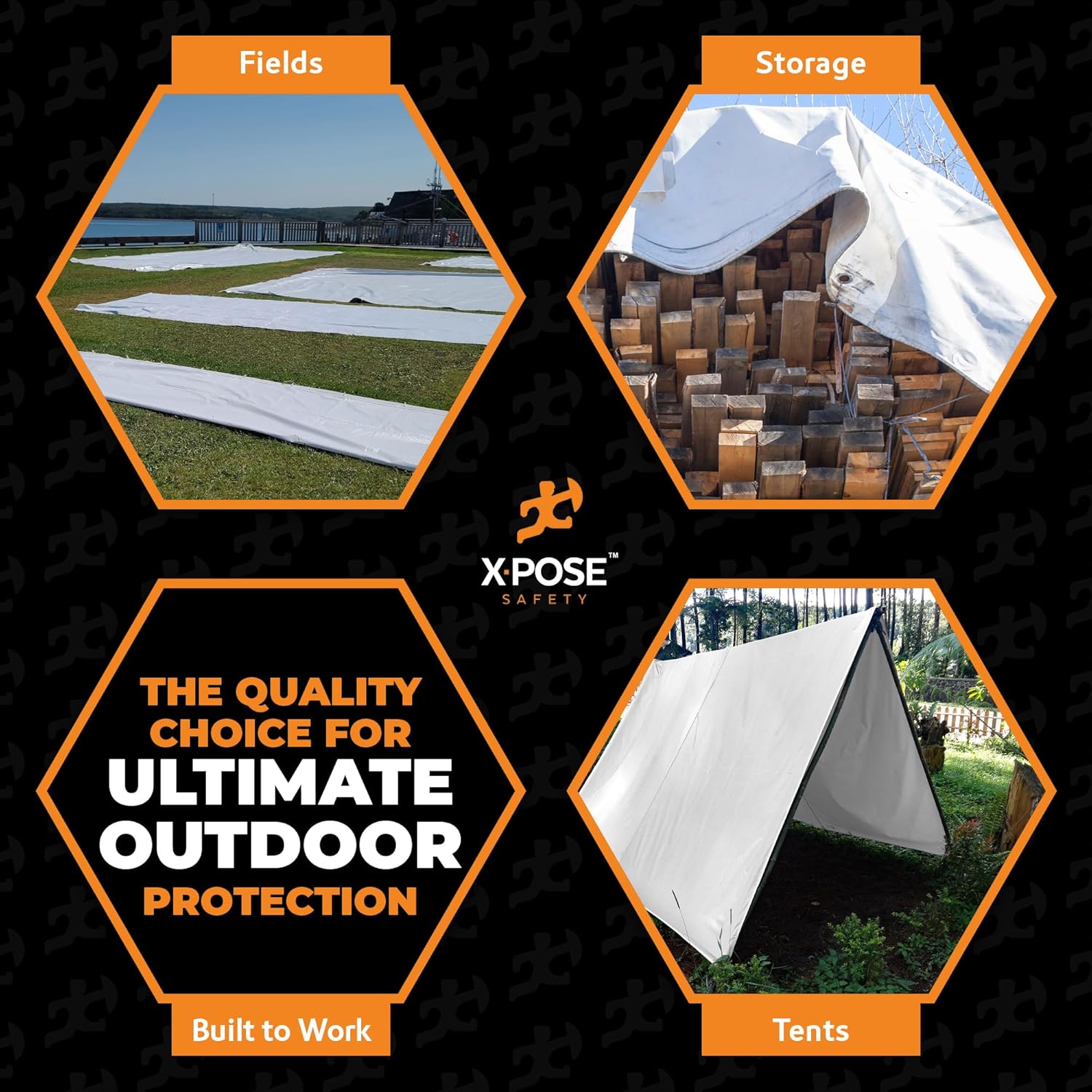 Heavy Duty White Poly Tarp 40' X 60' - Multipurpose Protective Cover - Durable Waterproof Weather Proof Rip and Tear Resistant - Extra Thick 12 Mil Polyethylene - by Xpose Safety
