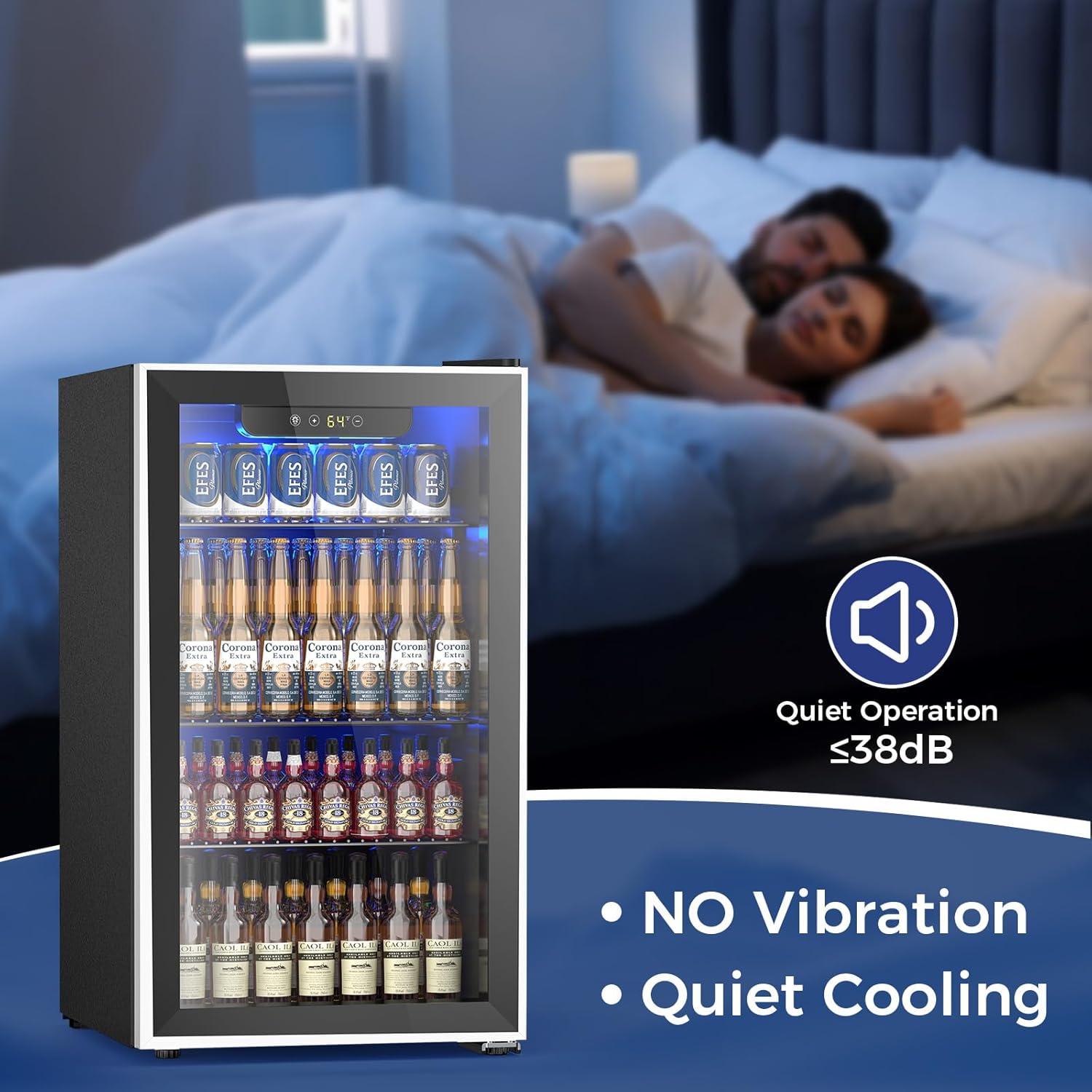 Electactic 26 Bottle Wine Cooler 130 Can Beverage Refrigerator Small Freestanding Cabinet Wine Cellar with 32‚Ñâ-61‚Ñâ Temperature Control Glass Door Black