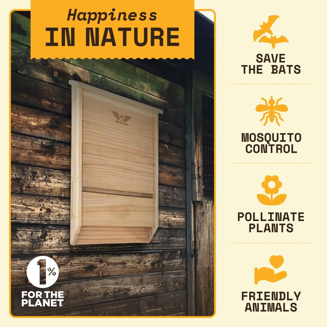 Big Bat Box- Large Bat House for Outdoors - MTBC Certified - 3 Chamber Bat Box for Outside - Artificial Bat Roost - Bat House Kit - Bat House for Hanging and Pole - WildYard
