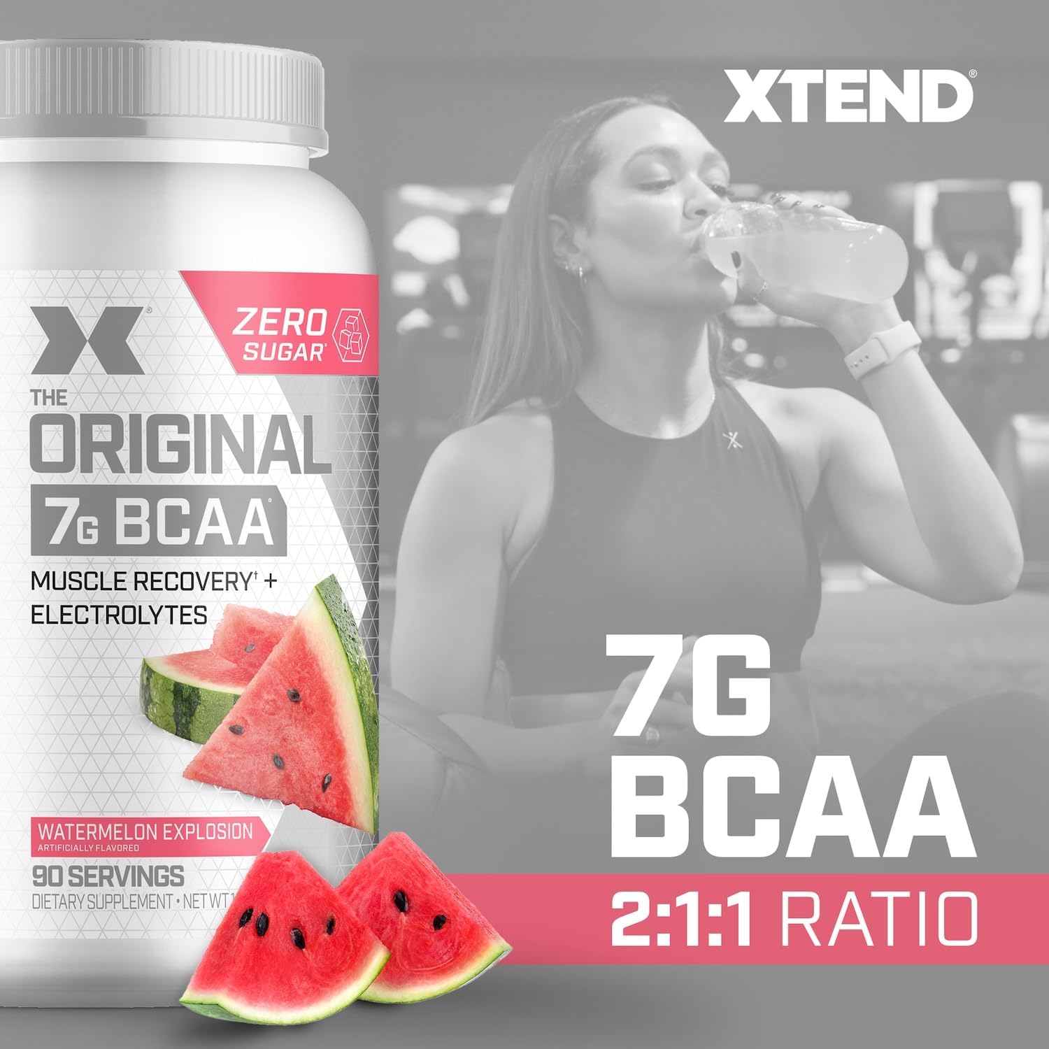 Xtend Original BCAA Powder, 7g BCAAs and 2.5g L-Glutamine for Muscle Recovery Hydration and Lean Muscle, Sugar Free Intra and Post Workout Drink with Electrolytes