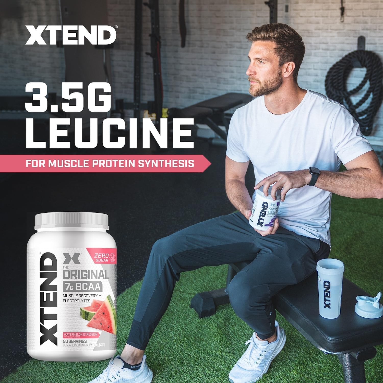 Xtend Original BCAA Powder, 7g BCAAs and 2.5g L-Glutamine for Muscle Recovery Hydration and Lean Muscle, Sugar Free Intra and Post Workout Drink with Electrolytes