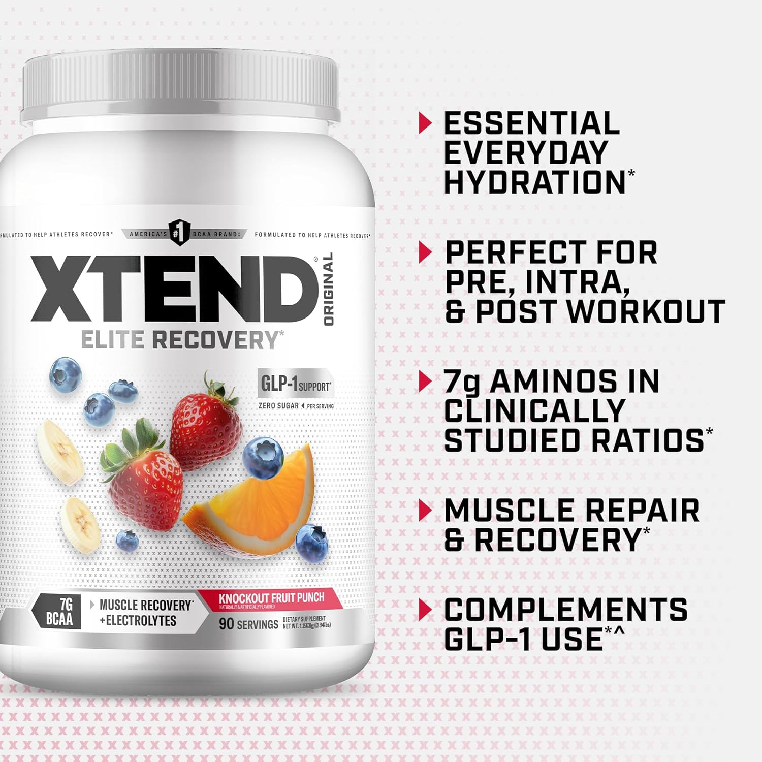 XTEND Original BCAA Powder Knockout Fruit Punch | Sugar Free Post Workout Muscle Recovery Drink with Amino Acids