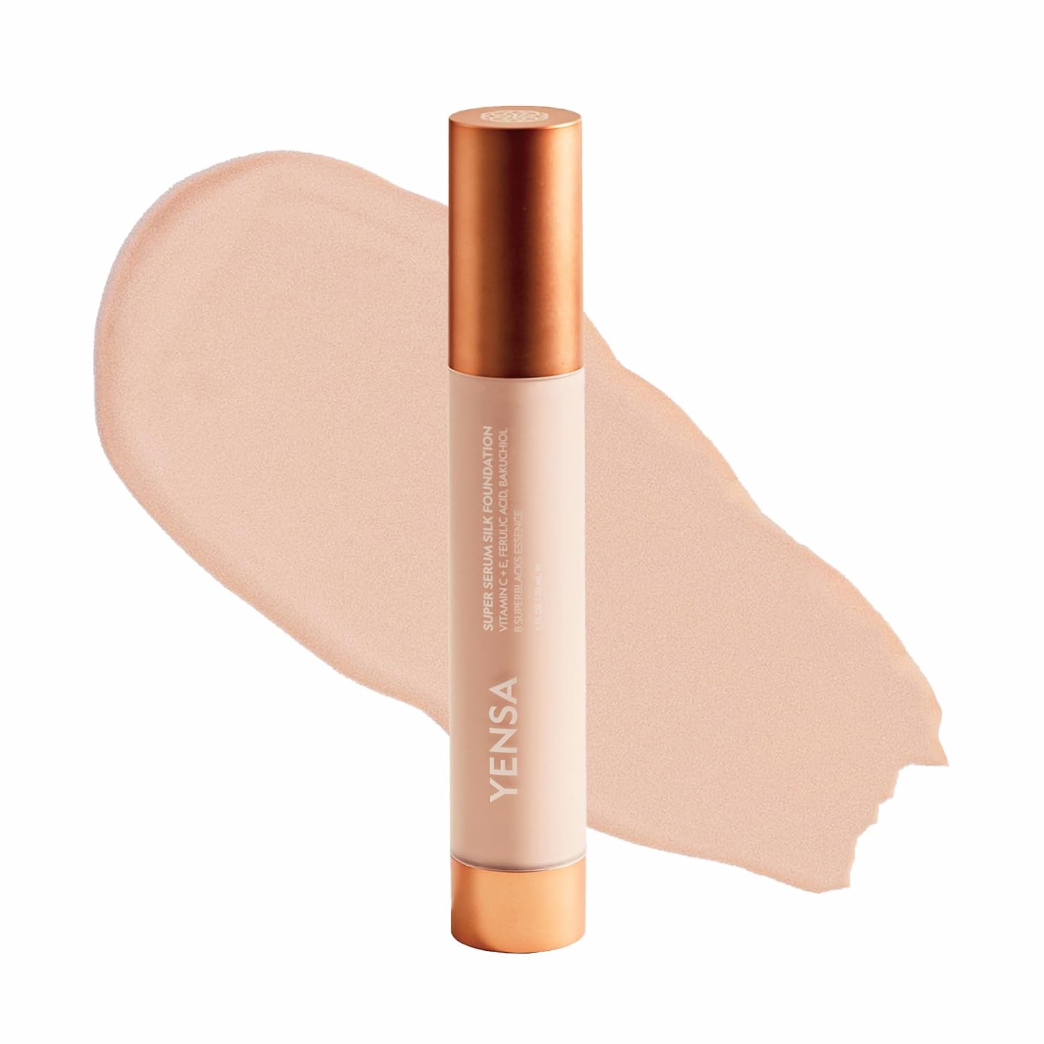 YENSA Super Serum Silk Foundation - Hydrating, Full Coverage Foundation with Vitamin C & Bakuchiol Oil - Blurs Imperfections & Evens Skin Tone - Korean Skin Care Makeup - Light 1 (1 oz)