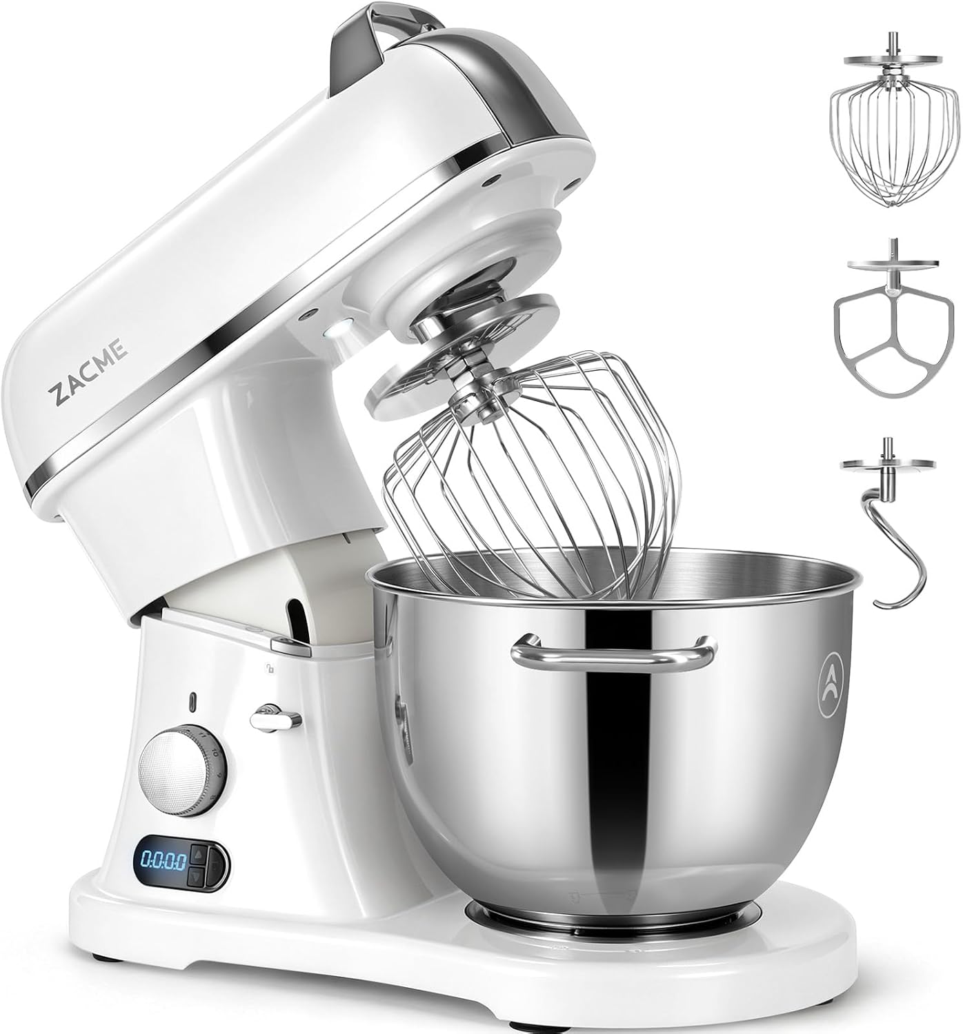 ZACME 8.4QT Commercial Stand Mixer 800W with Aluminum Die Casting Meets the Standard of NSF/ANSI 8-2023, Mixers Kitchen Electric Stand Mixer with Stainless Steel 8L Bowl, Dough Hook, Whisk and Beater