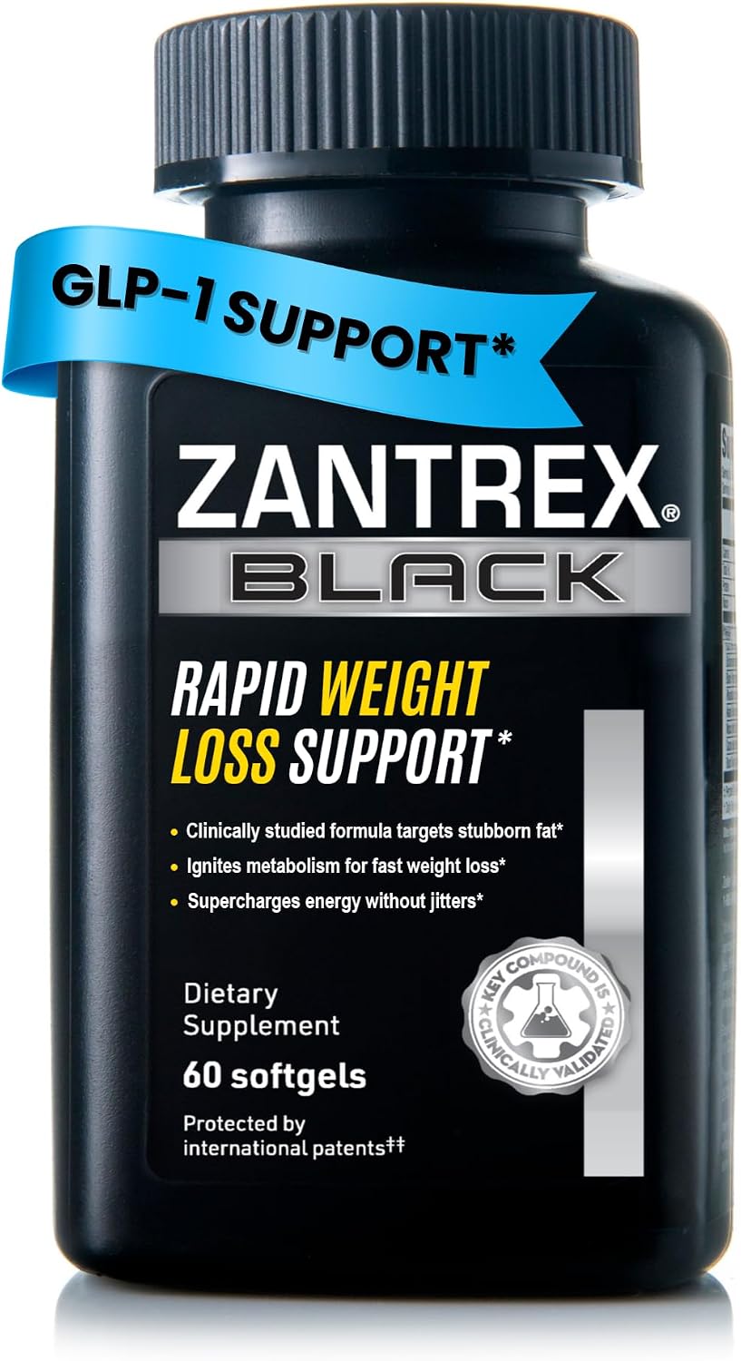 Zantrex Black – Naturally Boost GLP-1 & Metabolism Support | Thermogenic Energy, Weight Management Formula | 60 Pills