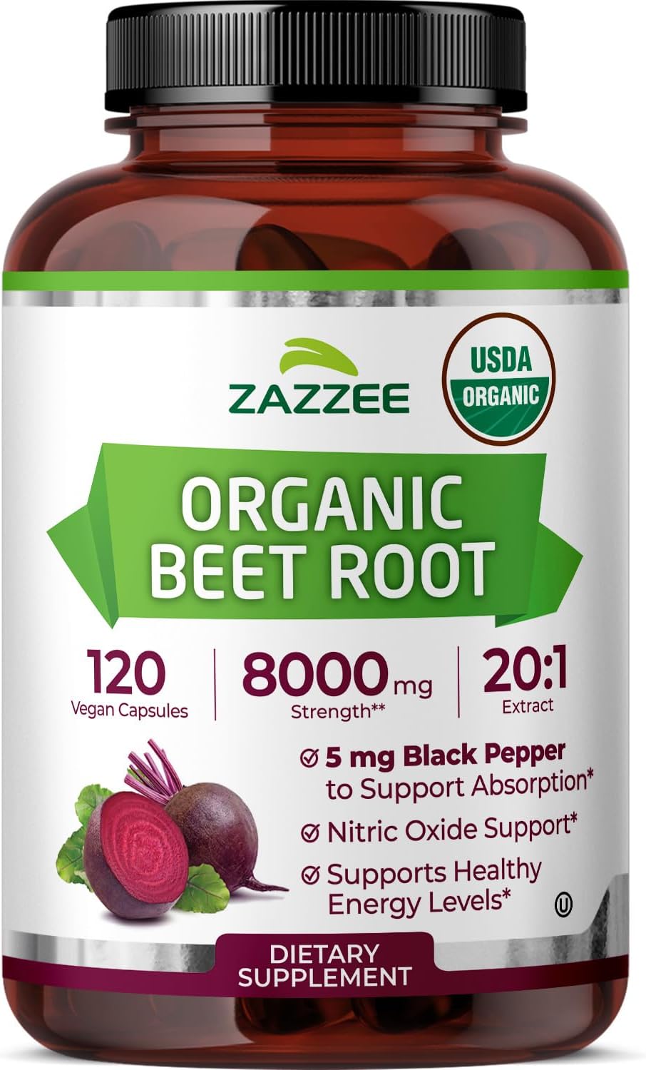 Zazzee USDA Organic Beet Root 20:1 Extract